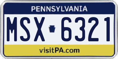 PA license plate MSX6321