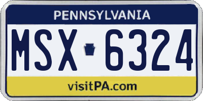 PA license plate MSX6324