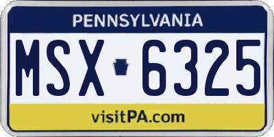 PA license plate MSX6325
