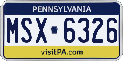 PA license plate MSX6326