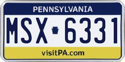 PA license plate MSX6331