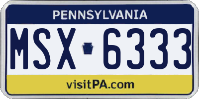 PA license plate MSX6333
