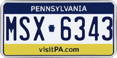 PA license plate MSX6343