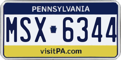 PA license plate MSX6344