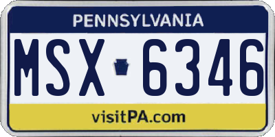 PA license plate MSX6346