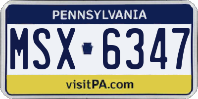PA license plate MSX6347