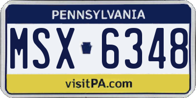PA license plate MSX6348
