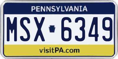 PA license plate MSX6349