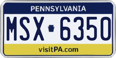 PA license plate MSX6350