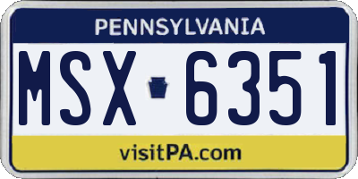 PA license plate MSX6351