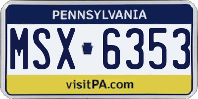 PA license plate MSX6353
