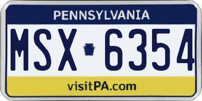 PA license plate MSX6354
