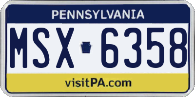 PA license plate MSX6358