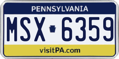 PA license plate MSX6359
