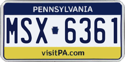 PA license plate MSX6361
