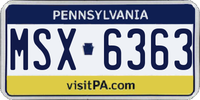 PA license plate MSX6363