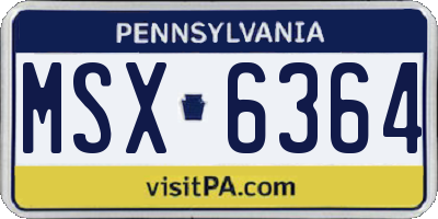 PA license plate MSX6364
