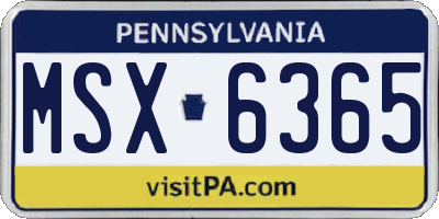 PA license plate MSX6365