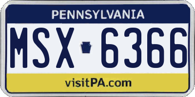PA license plate MSX6366