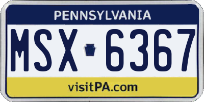PA license plate MSX6367