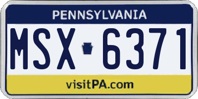 PA license plate MSX6371
