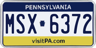PA license plate MSX6372
