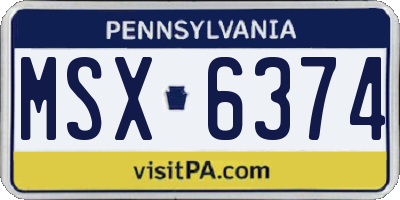 PA license plate MSX6374