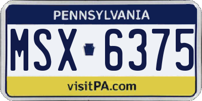 PA license plate MSX6375