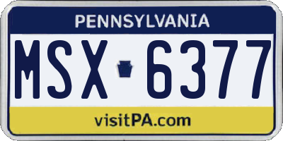 PA license plate MSX6377