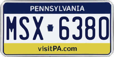 PA license plate MSX6380