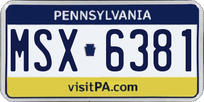 PA license plate MSX6381