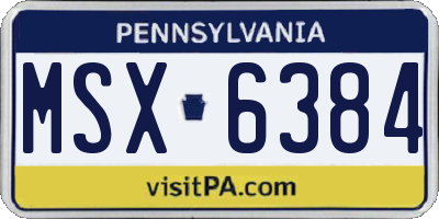 PA license plate MSX6384