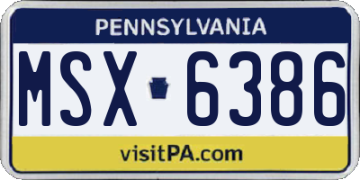 PA license plate MSX6386