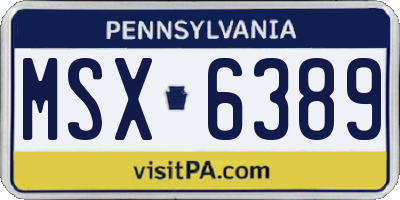 PA license plate MSX6389