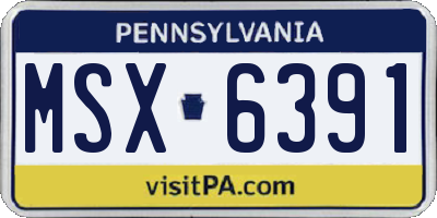 PA license plate MSX6391