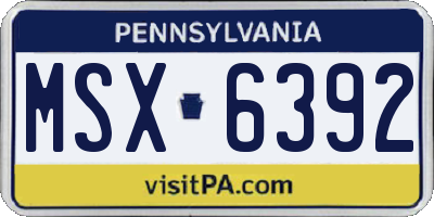 PA license plate MSX6392