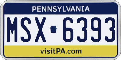 PA license plate MSX6393