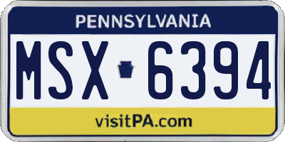 PA license plate MSX6394