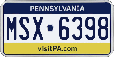 PA license plate MSX6398