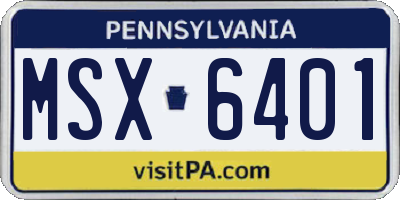 PA license plate MSX6401
