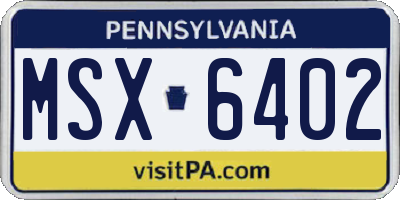 PA license plate MSX6402
