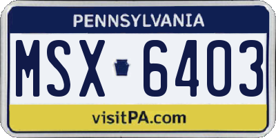 PA license plate MSX6403