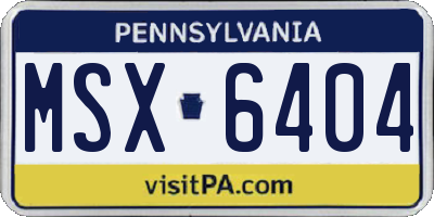 PA license plate MSX6404
