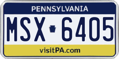 PA license plate MSX6405