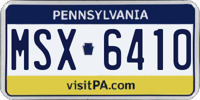 PA license plate MSX6410