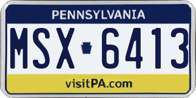 PA license plate MSX6413