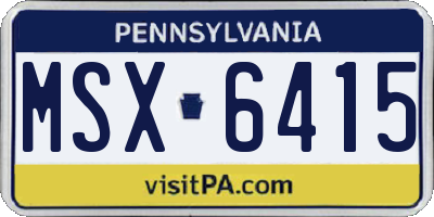 PA license plate MSX6415