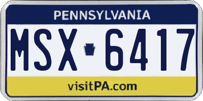 PA license plate MSX6417