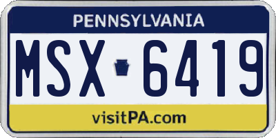 PA license plate MSX6419