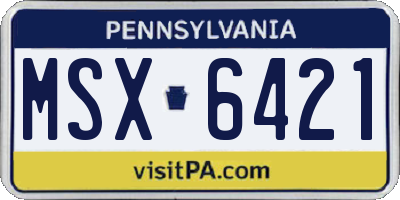 PA license plate MSX6421